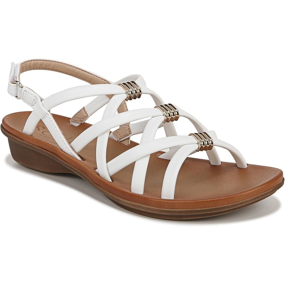 Naturalizer SOUL Sierra Flat Sandal White Wide Width Size 8.5